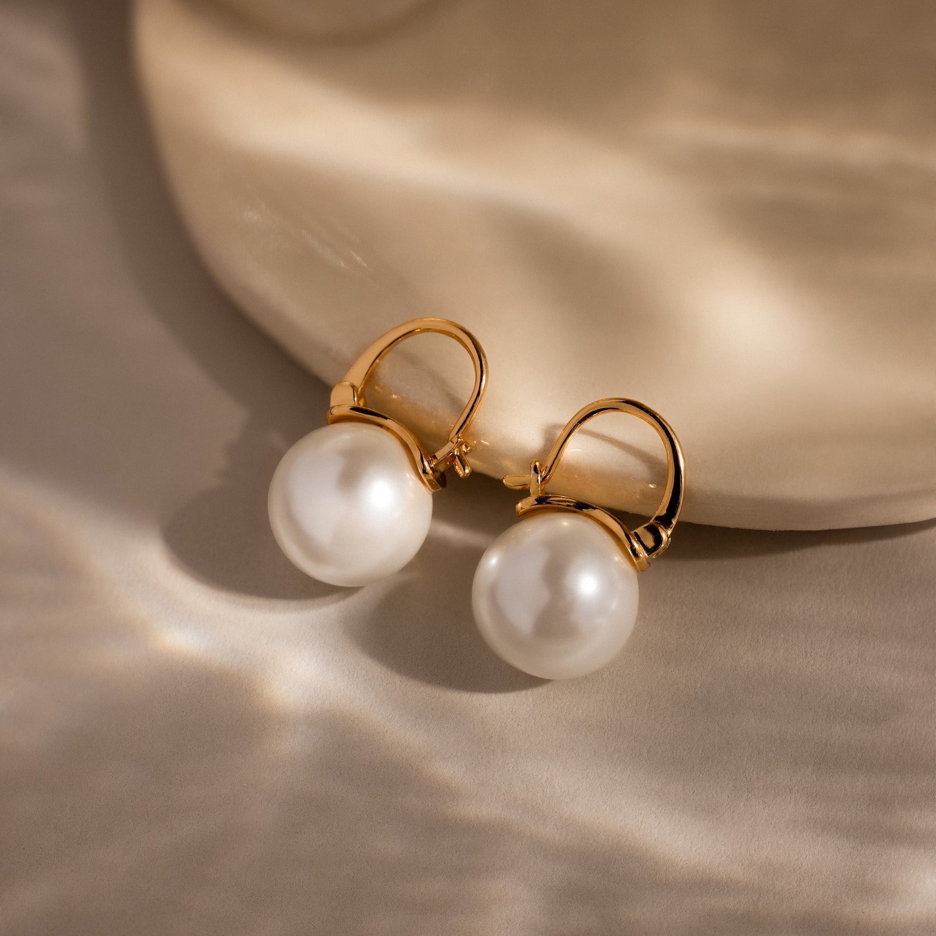 Pearl Dome Drop Earrings in 18K Gold
