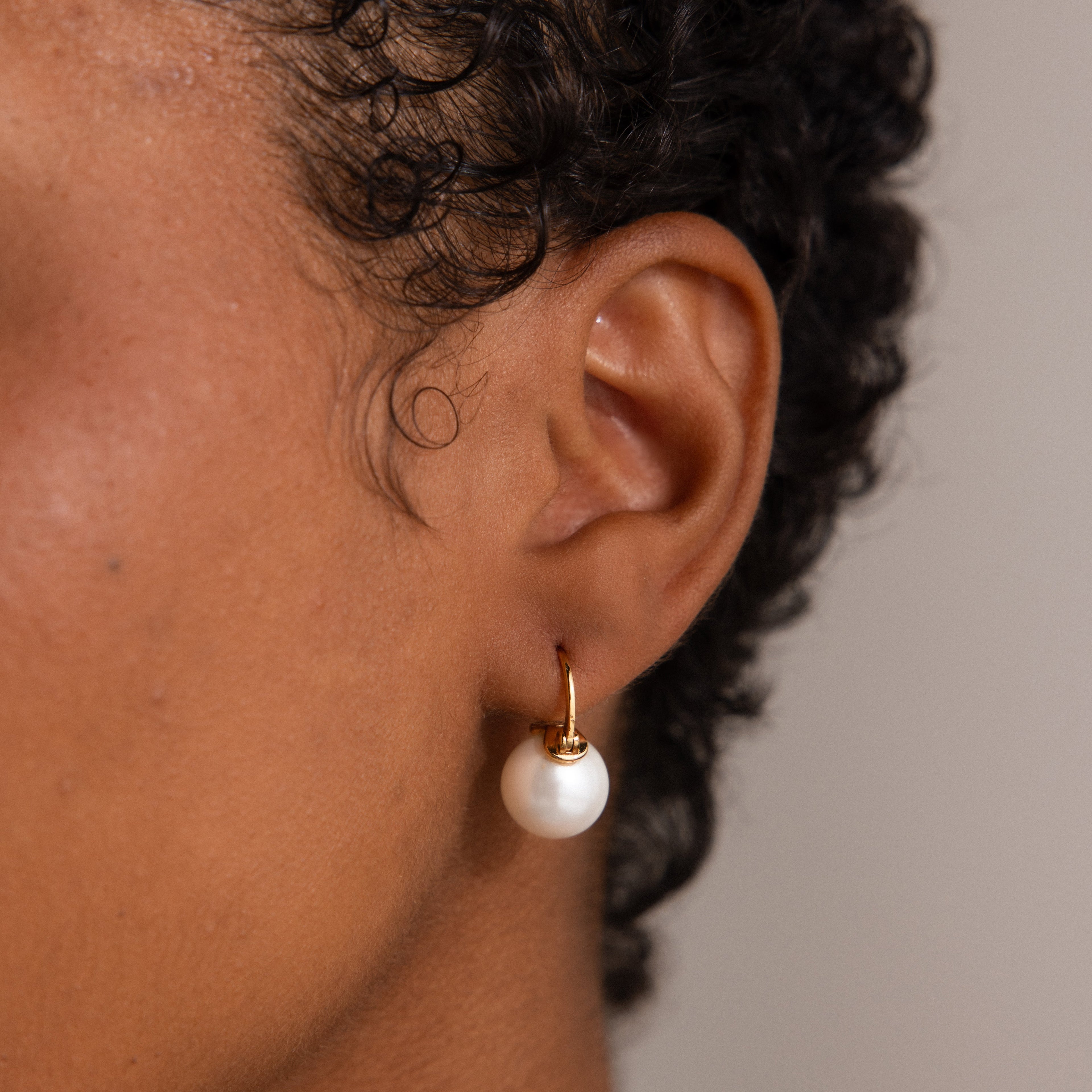 Pearl Dome Drop Earrings in 18K Gold