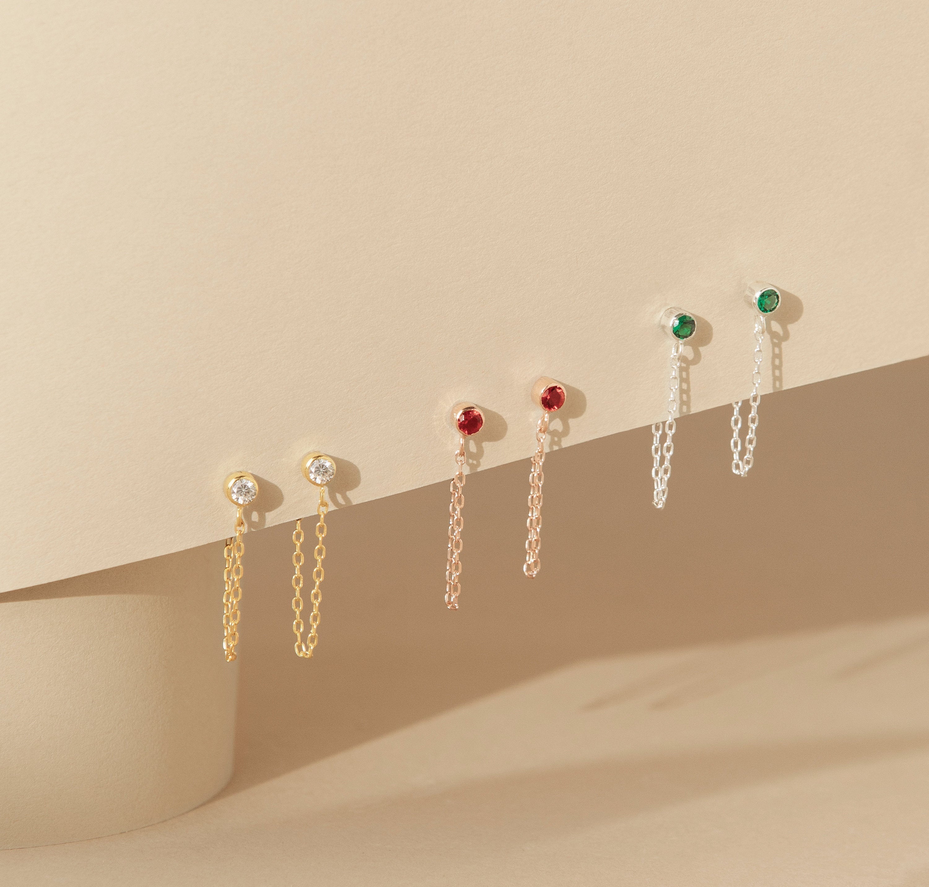Birthstone Chain Studs