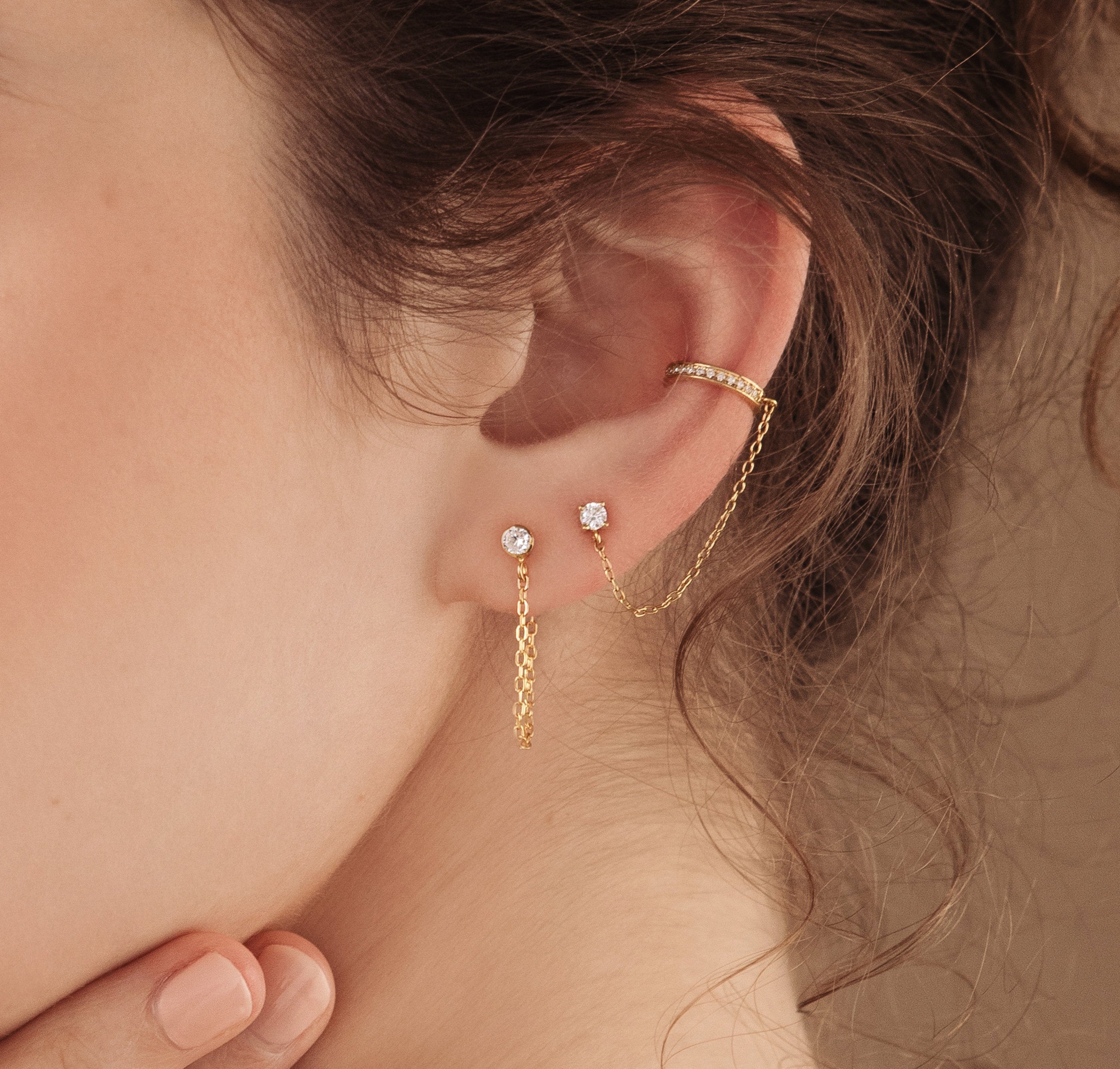 Birthstone Chain Studs